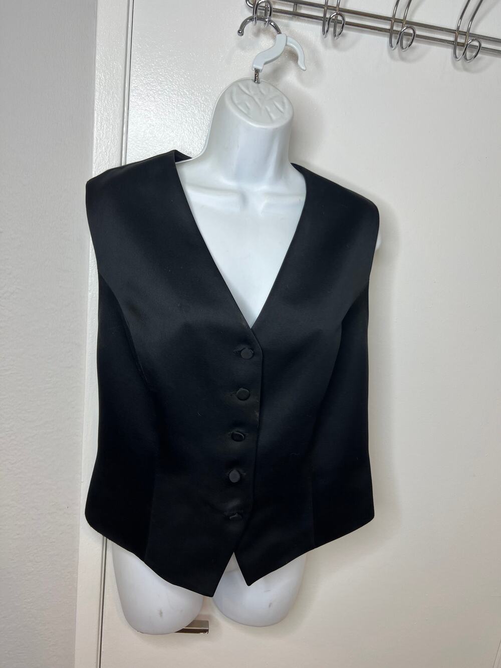 Vintage Lord & Taylor Women's 5-Button Closure Tie Back Vest Black ~ Size 12